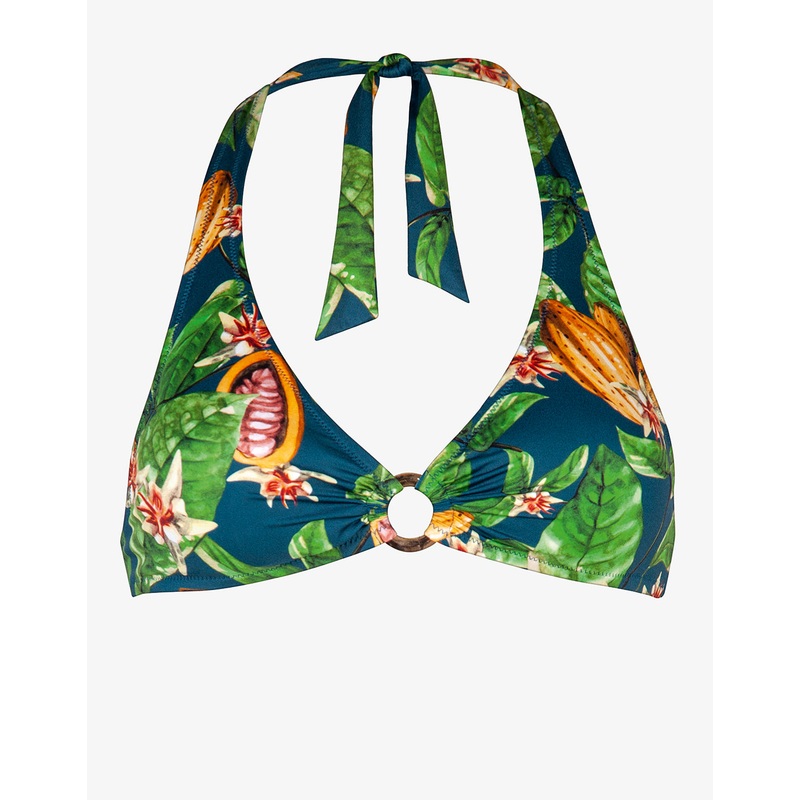 Jungle Mania Halter Bikini Top - Cocoa Tropics