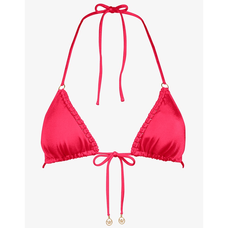 Macrame Love Triangle Bikini Top - Luscious Red