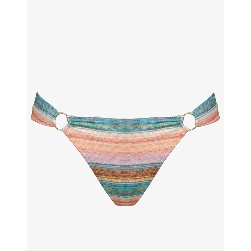 Pastel Sunset Ring Side Bikini Pant - Pink Stripe