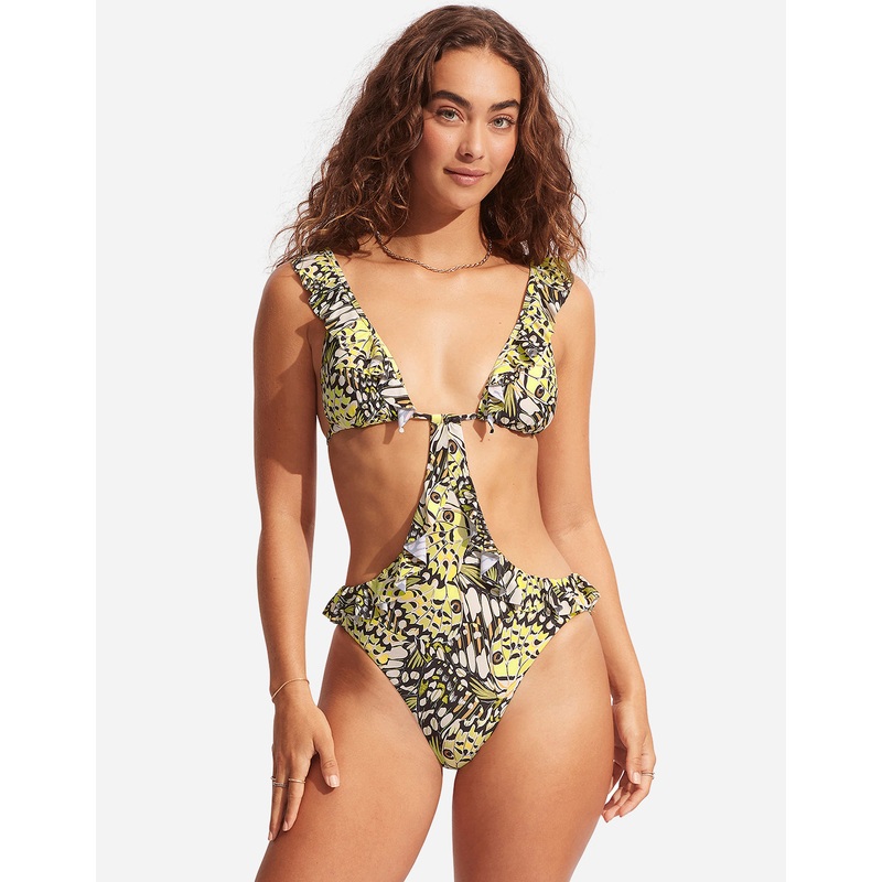 Take Flight Cut Out Swimsuit - Mandarin