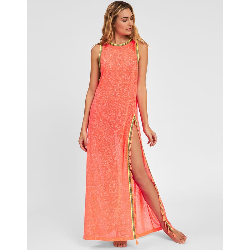 Tassel Slit Dress - Watermelon