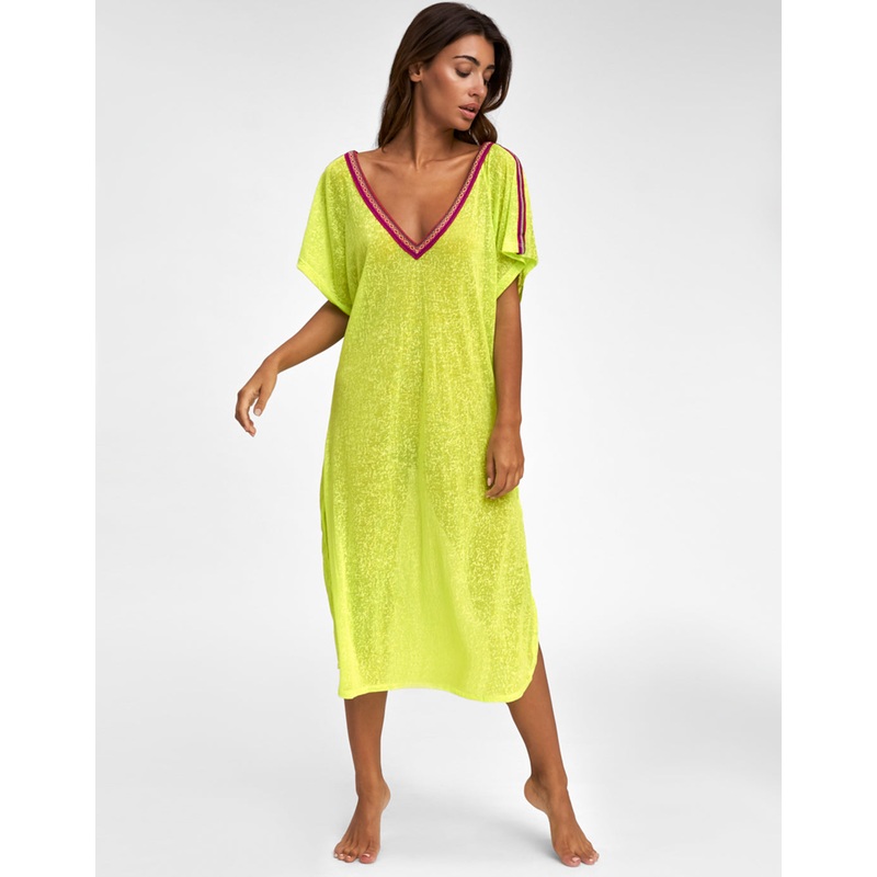 V Back Dress - Lemon