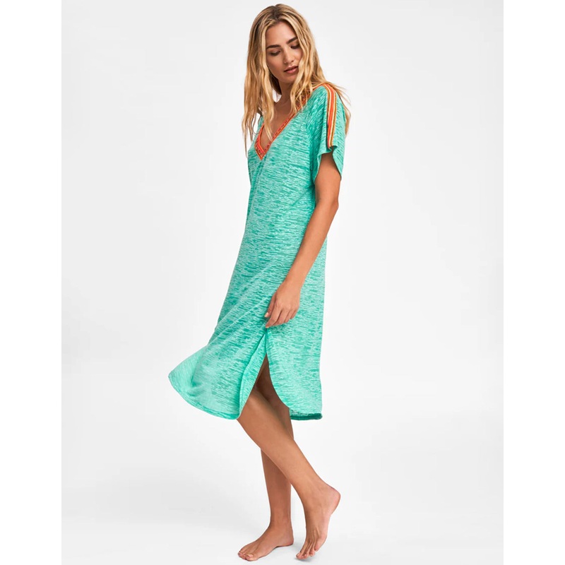 V Back Dress - Mint with Orange