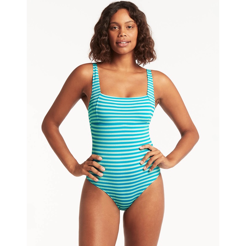Capri Square Neck Swimsuit - Aqua