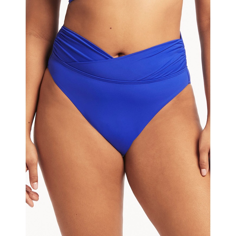 Essentials Wrap High Waist Bikini Pant - Cobalt