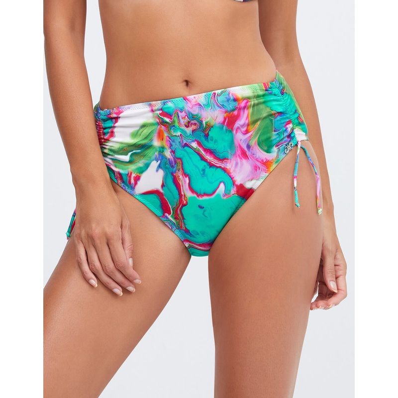 Frida Adjustable Leg Bikini Pant - Green Marble