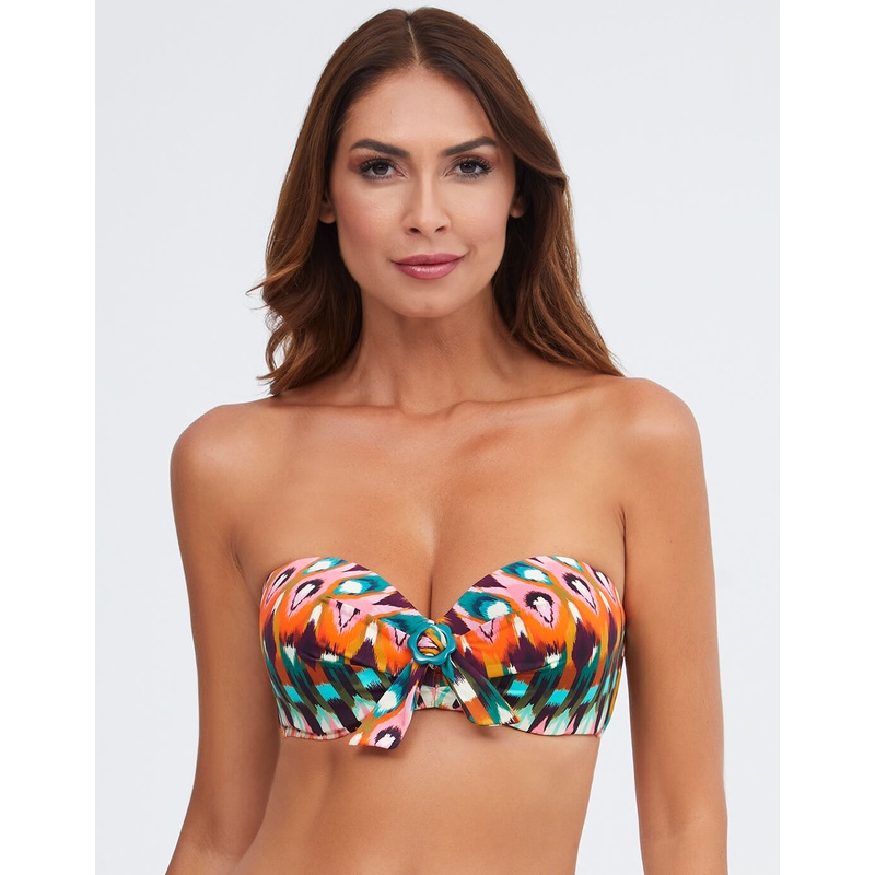 Ipanema Bandeau Bikini Top - Pink Multi