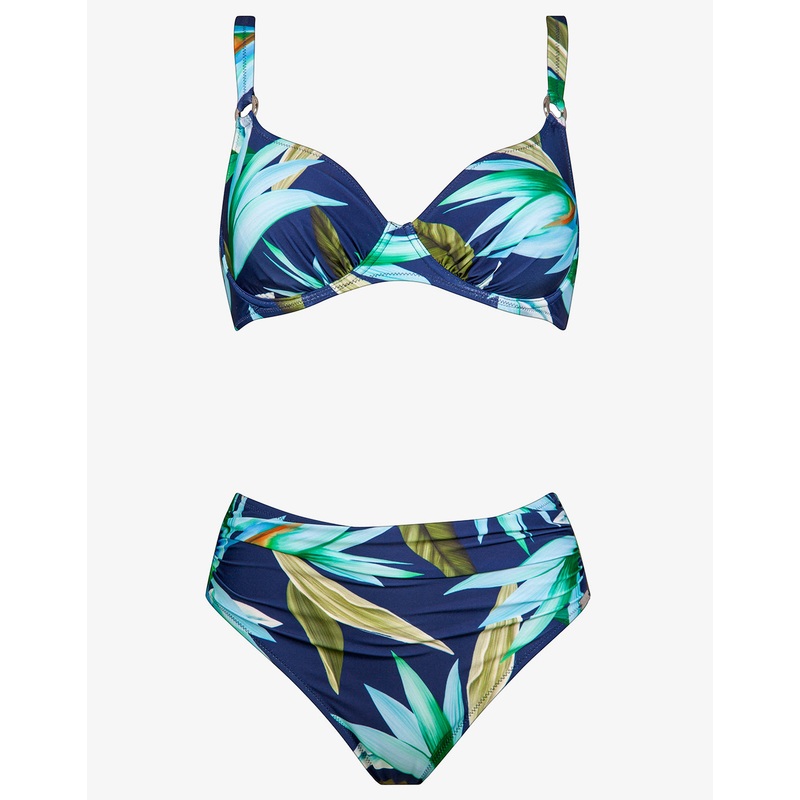 Ocean Bloom Underwired Bikini Set - Navy Aqua
