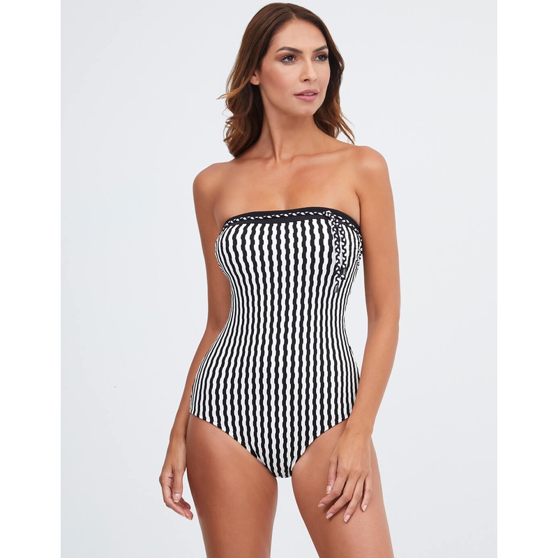 Portofino Bandeau Swimsuit - Black and White
