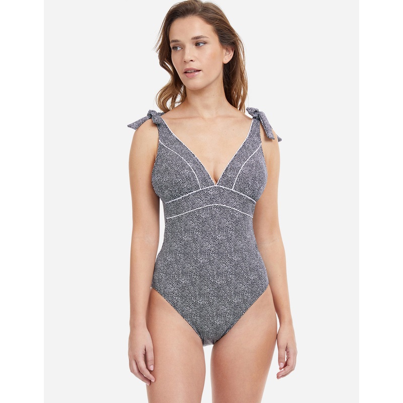 Profile Colette V Neck Swimsuit - Black and White