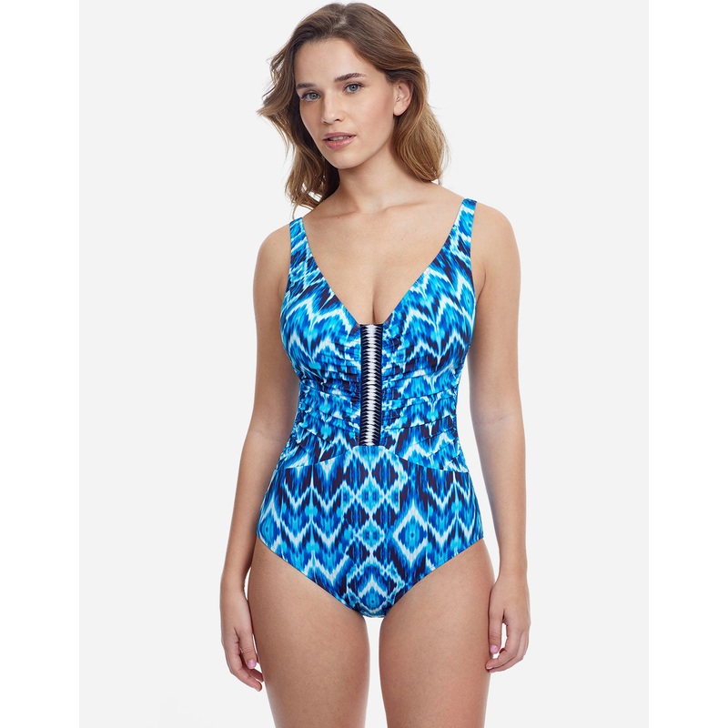 Profile Ocean Blue V Neck Swimsuit - Blue