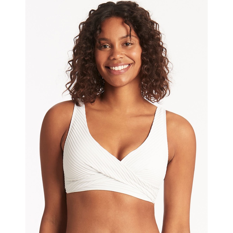 Spinnaker Cross Front Multi-Fit Bikini Top - White