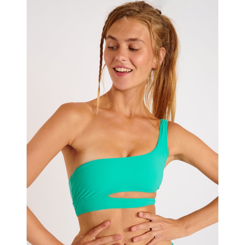 Spring Asymo Bikini Top - Green