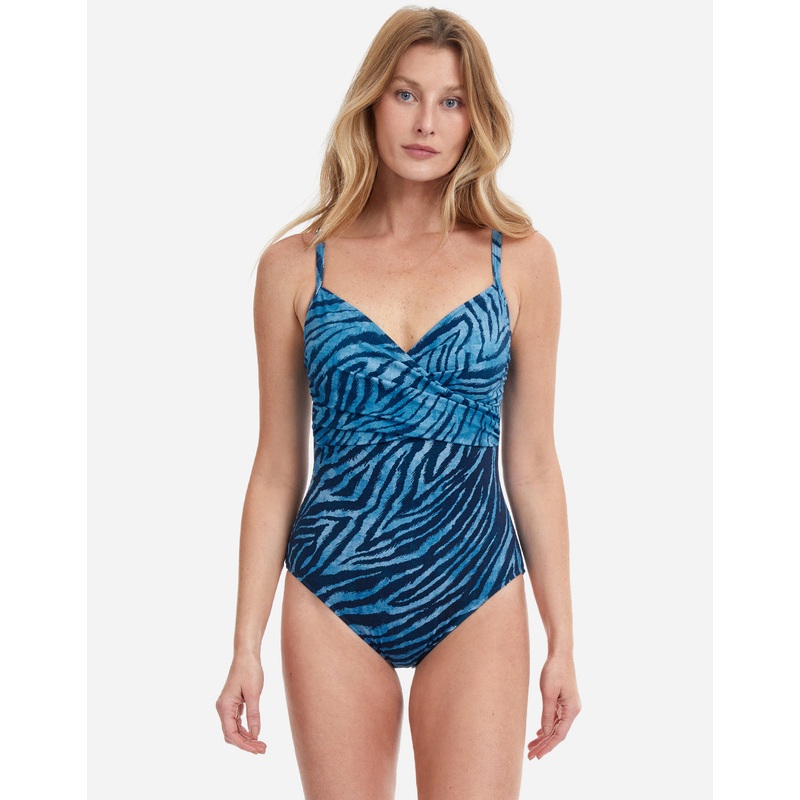 Wild Life Thin Strap Wrap Swimsuit - Blue