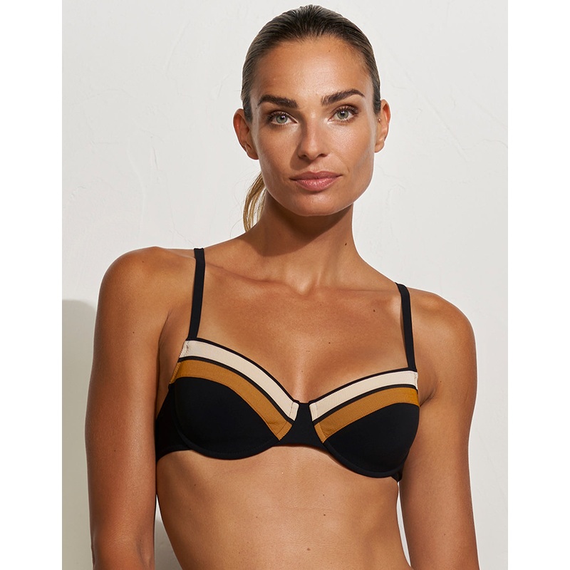 Antagonist Underwired  Bikini Top - Black Sand Caramel