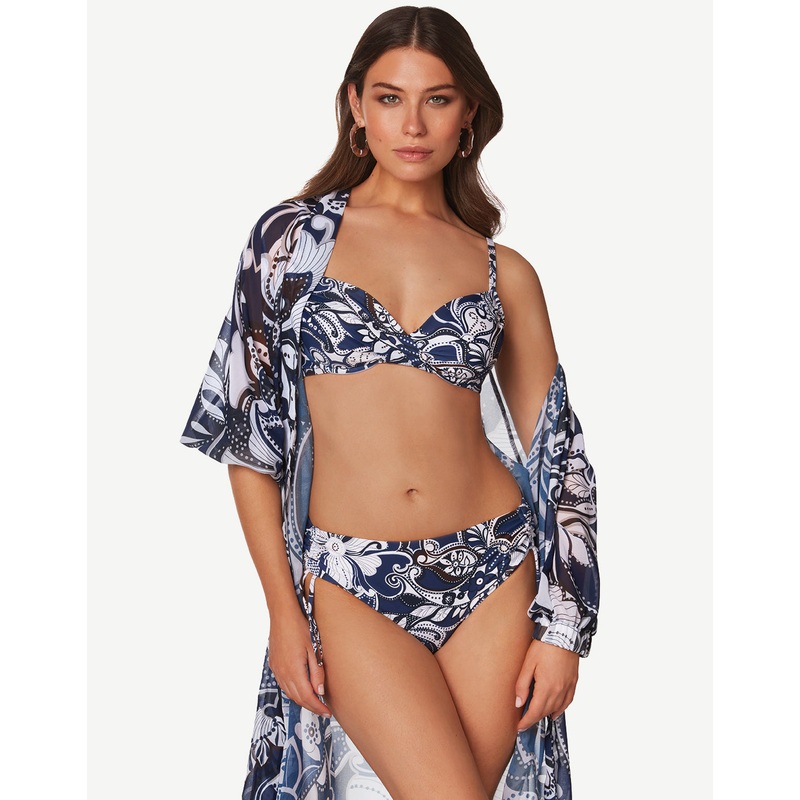 Cachemire Underwired Bikini Set - Blue and White Floral