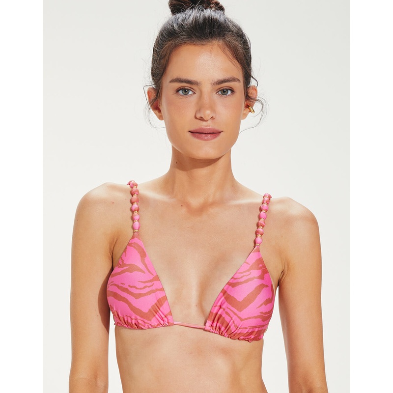 Diani Beads Parallel Tri Bikini Top - Pink