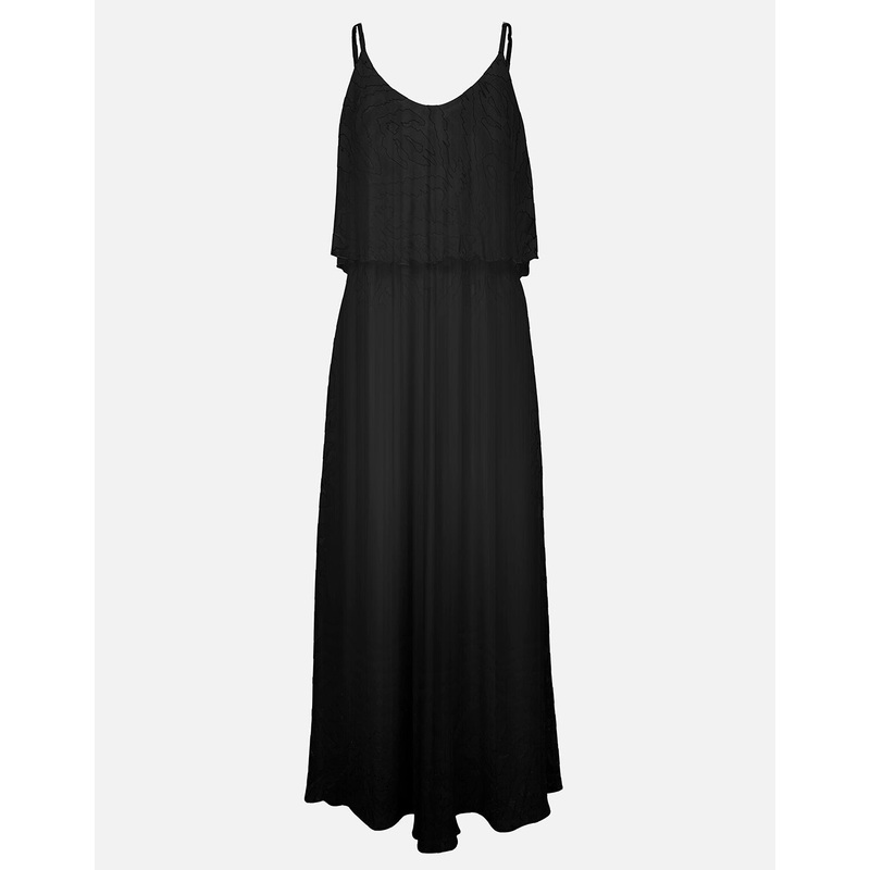 Flounce Maxi Dress - Black