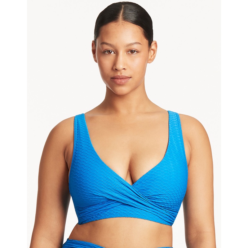 Honeycomb Cross Front Multi-Fit Bikini Top - Capri Blue