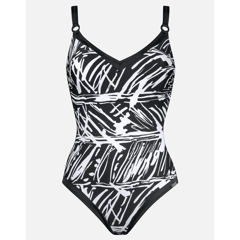 Ink Art Underwired Swimsuit - Black and White