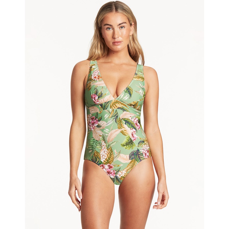 Lost Paradise Panel Line Swimsuit - Green