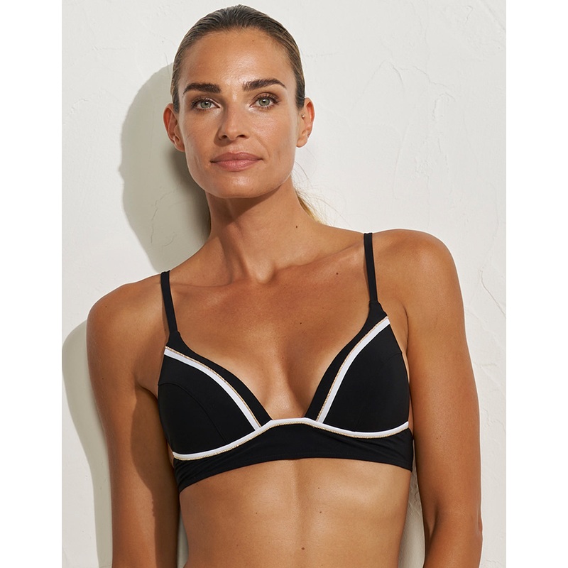 Metrics Bralette Bikini Top - Black White and Gold