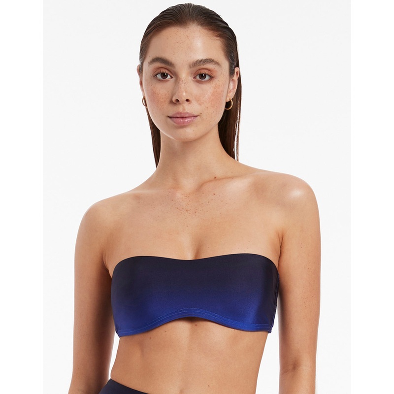 Oia Sunset Minimal Bandeau Bikini Top - Ocean