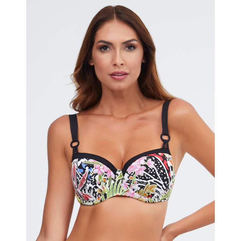Palm Underwired Balcony Bikini Top - Multi
