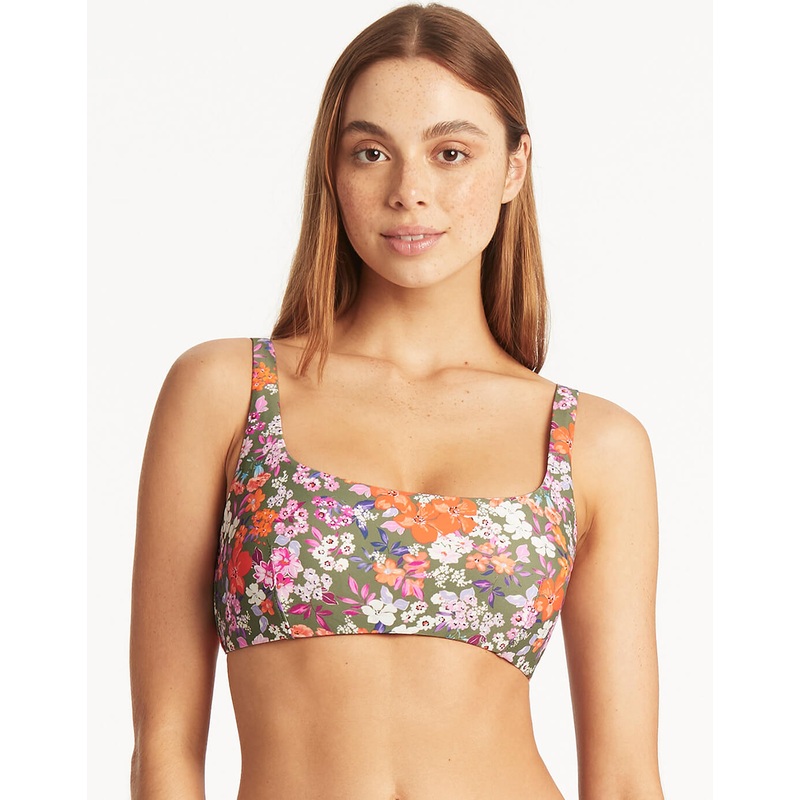 Parkland Low Square Neck Bikini Top - Khaki