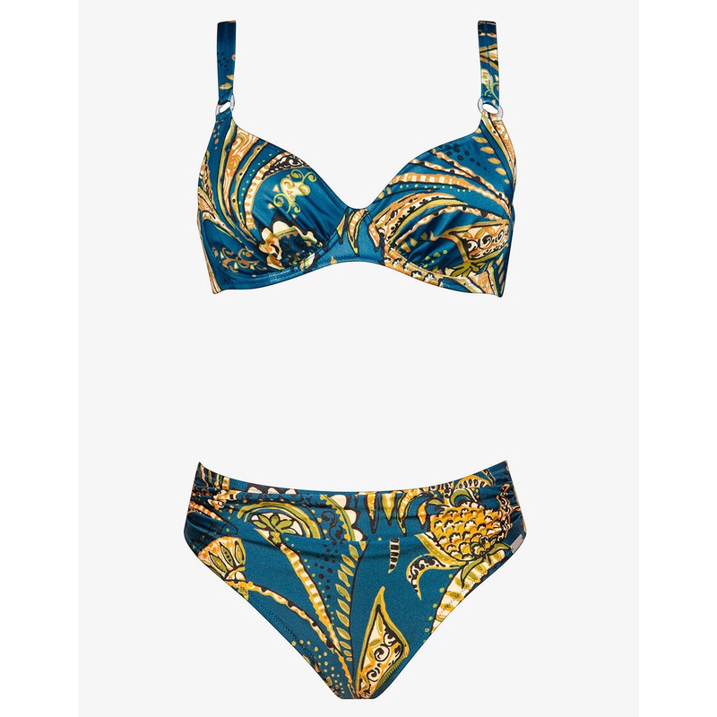 Satin Fruits Underwired Bikini Set - Ocean Pineapple