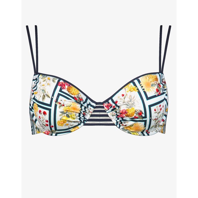 Scenery Underwired Bikini Top - Monochrome Garden