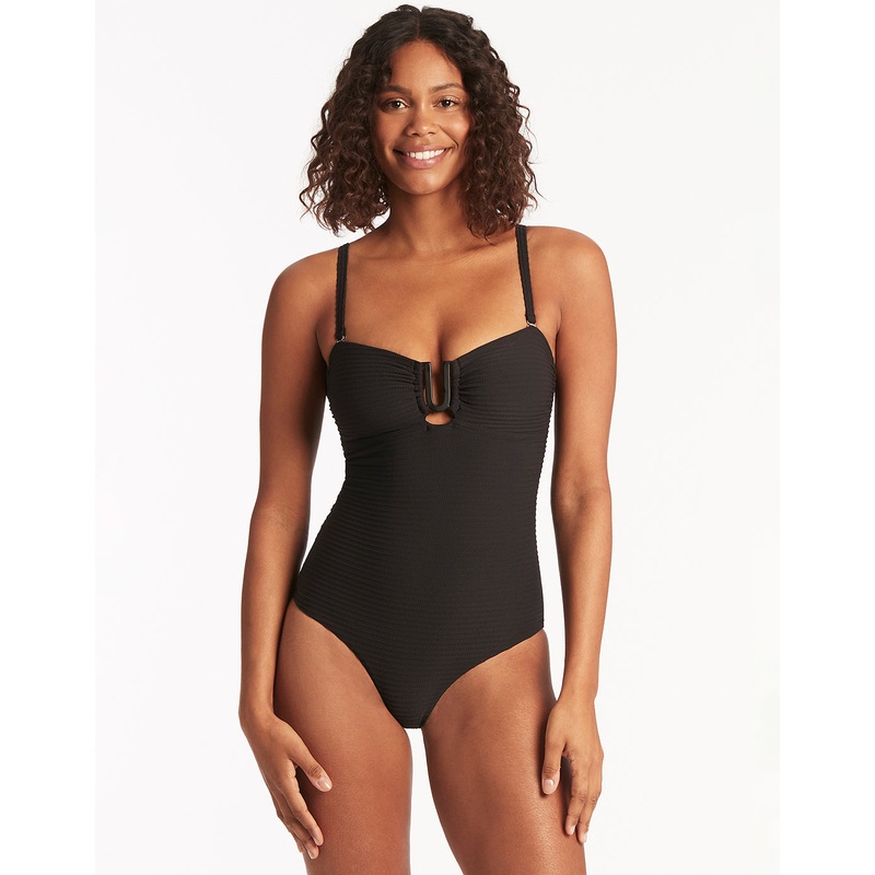 Spinnaker U Bar Bandeau Swimsuit - Black