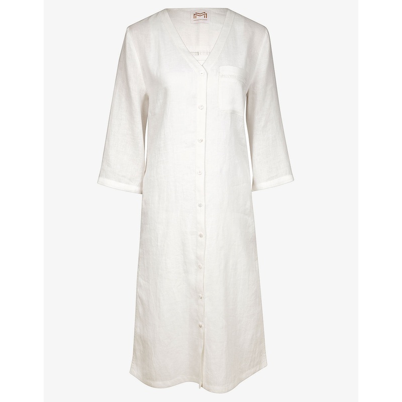 The White Collection Midi Beach Shirt - Natural White