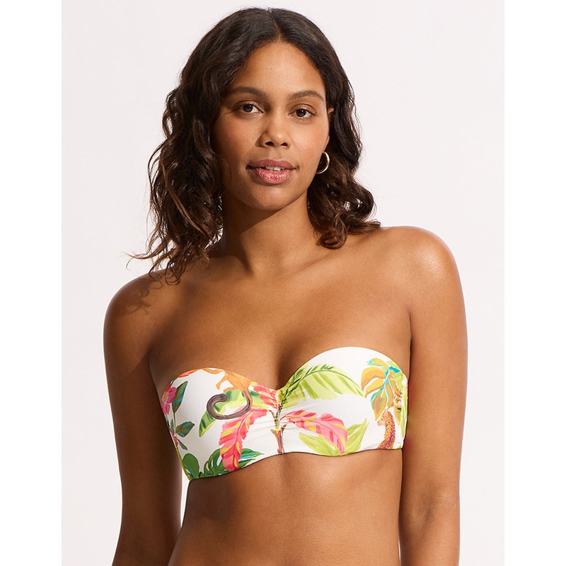 Tropica Bustier Bandeau Bikini Top - Ecru