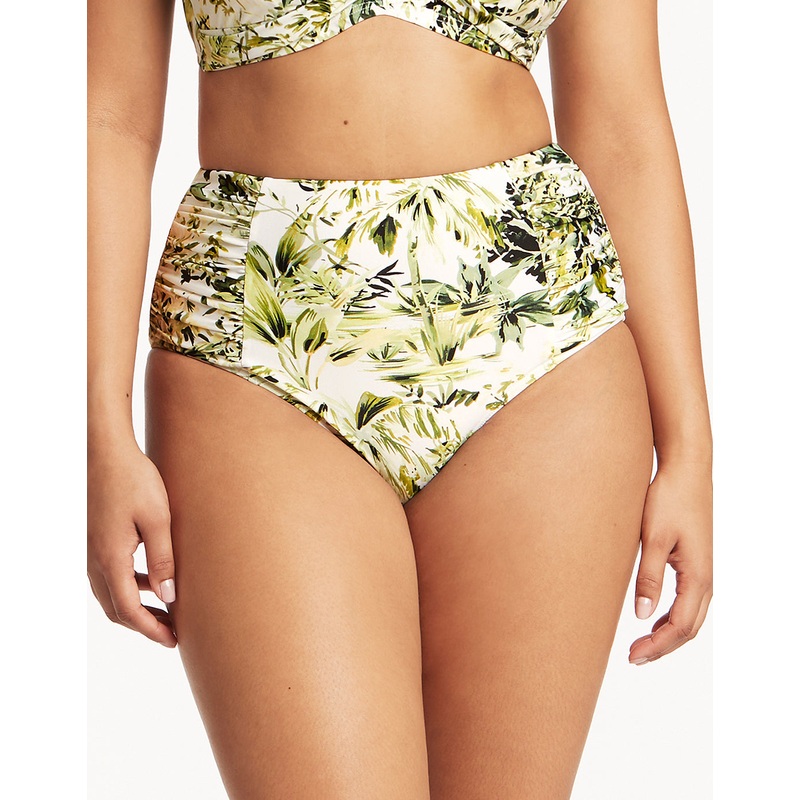 Troppica High Waist Gathered Side Bikini Pant - White