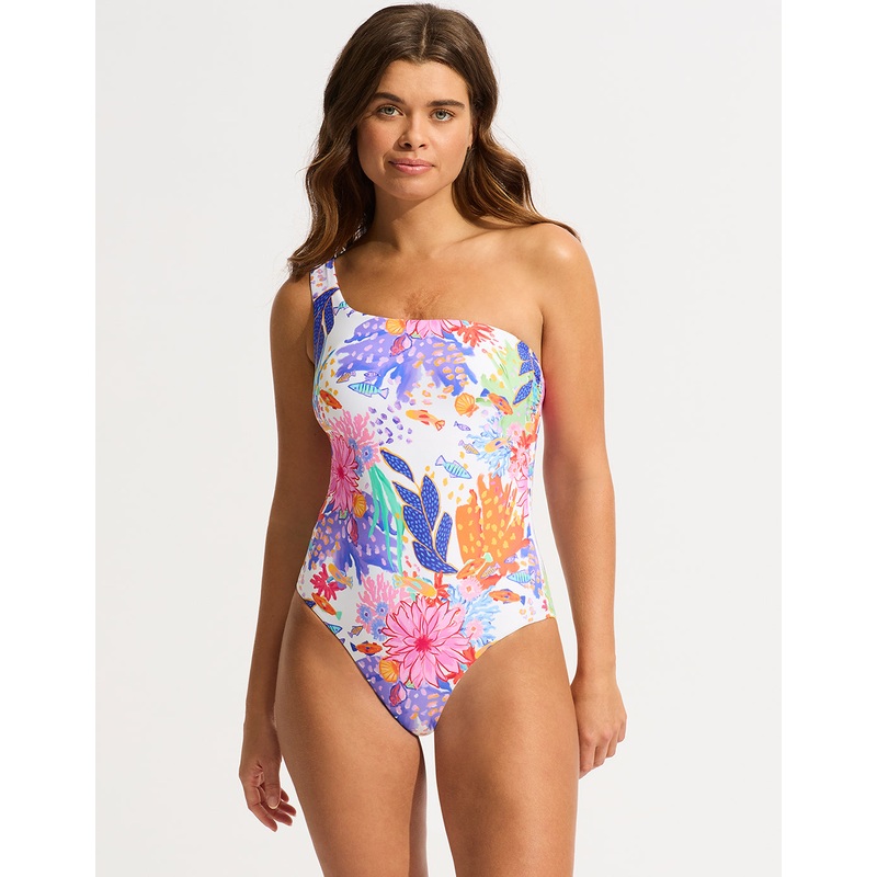 Under the Sea One Shoulder Swimsuit - White