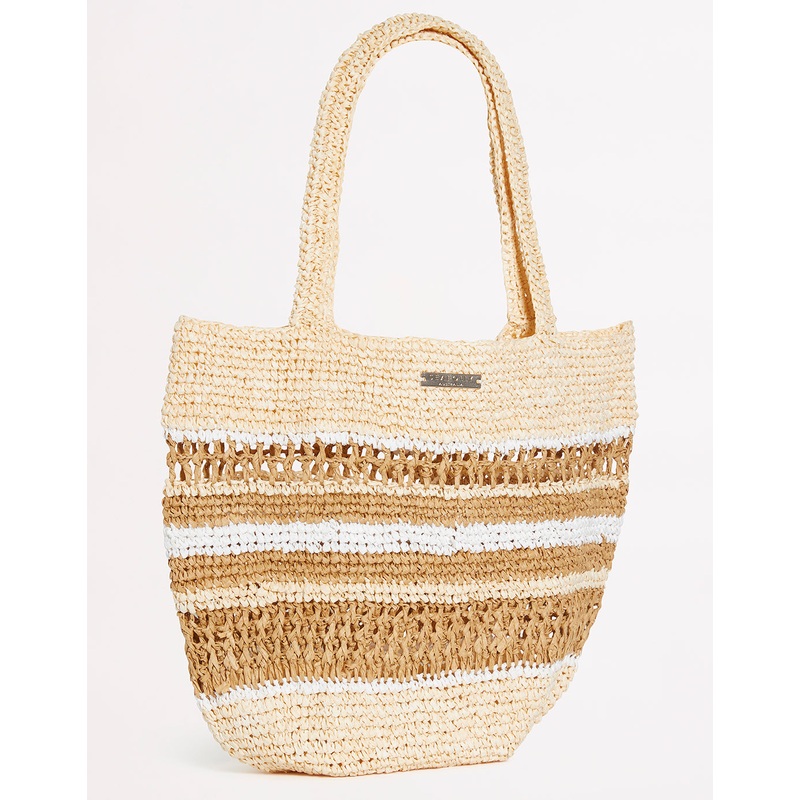 Woven Stripe Basket - Natural