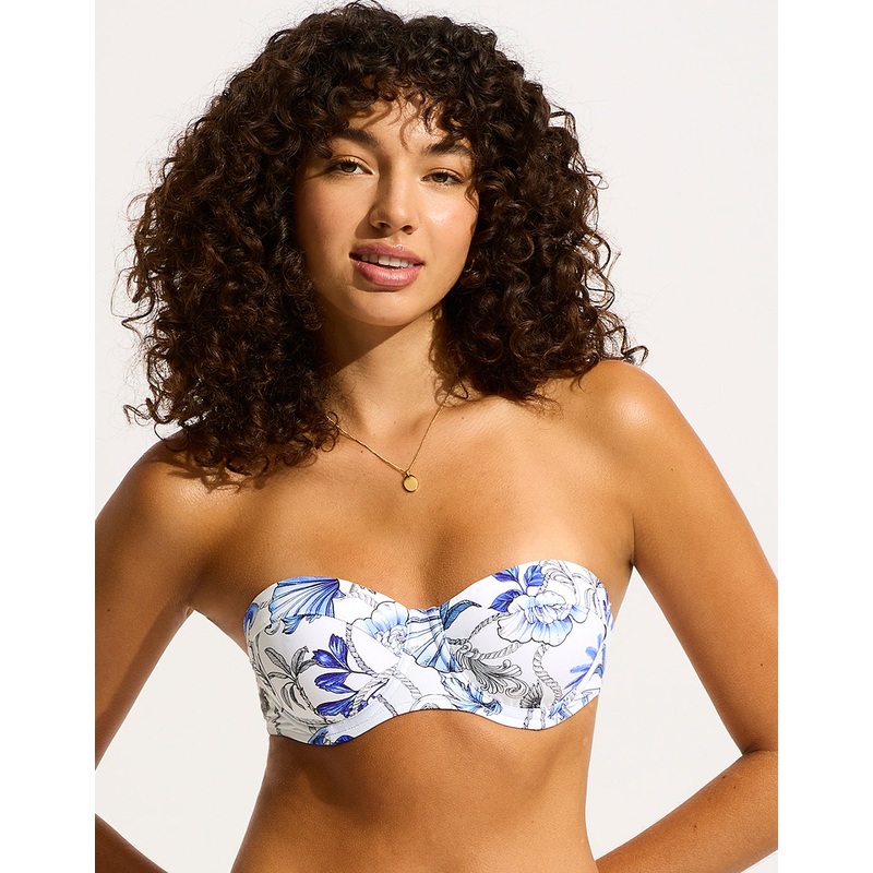 Ahoy Bustier Bra Bikini Top - White