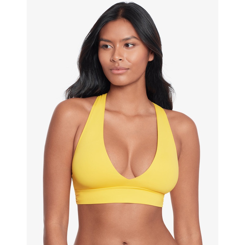 Beach Club Solids Twist X Back Bikini Top - Yellow