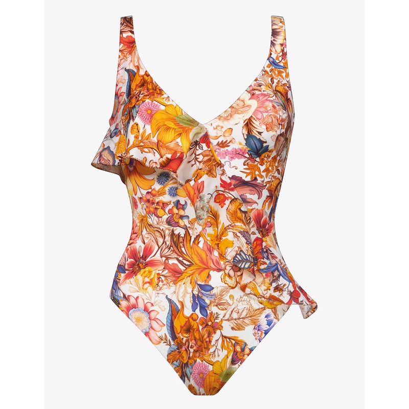 Exuberance Ruffle Swimsuit - Solar