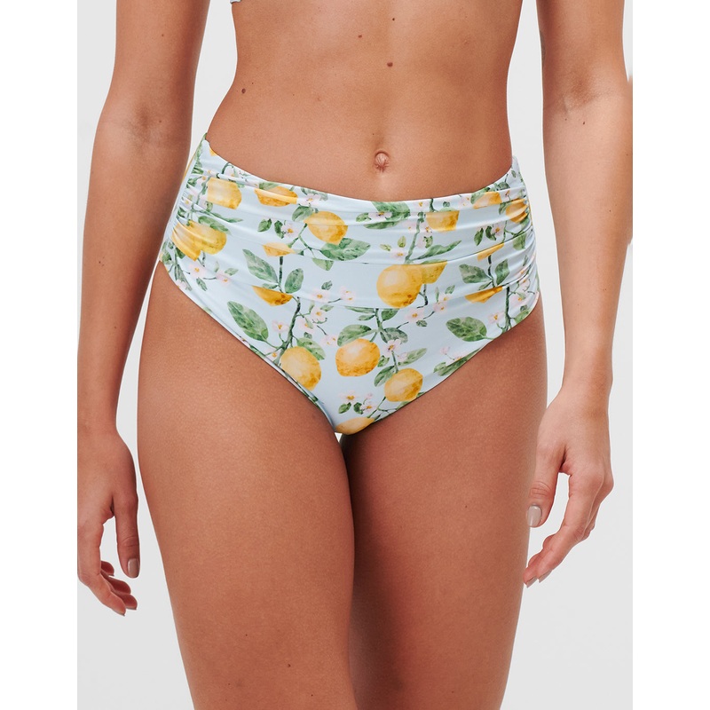 Fior di Limone Ruched High Waist Bikini Pant - Sorrento Sky