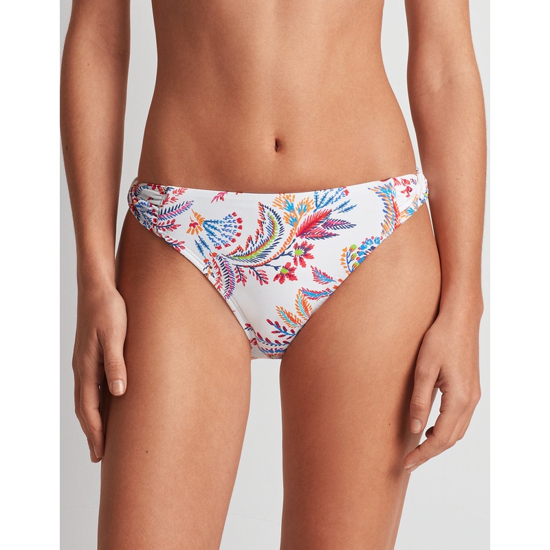 Fleurette Twist Side Tab Hipster Bikini Pant - White Floral