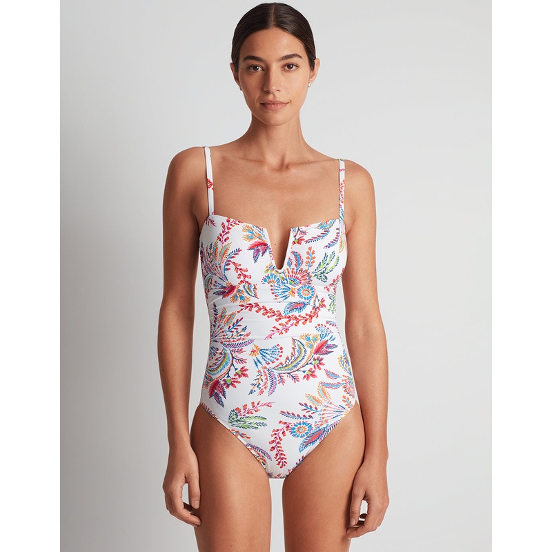 Fleurette Underwired OTS Swimsuit - White Floral