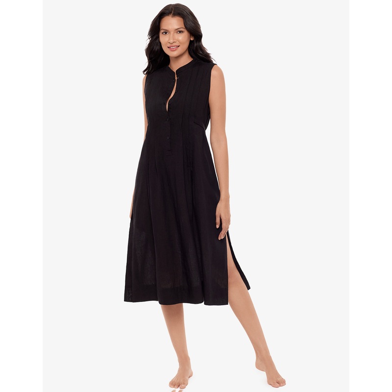 Pleated Beach Dress - Black