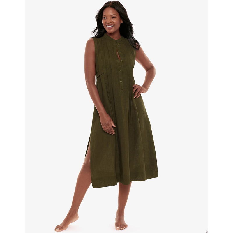 Pleated Beach Dress - Nori