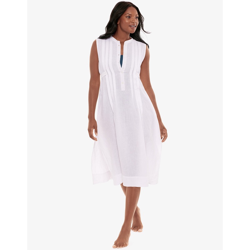 Pleated Beach Dress - White