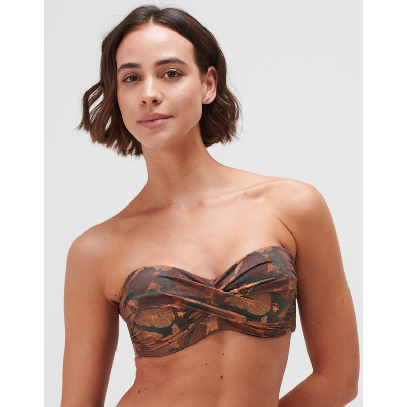 Savanna Twist Bandeau Bikini Top - Warm Earth