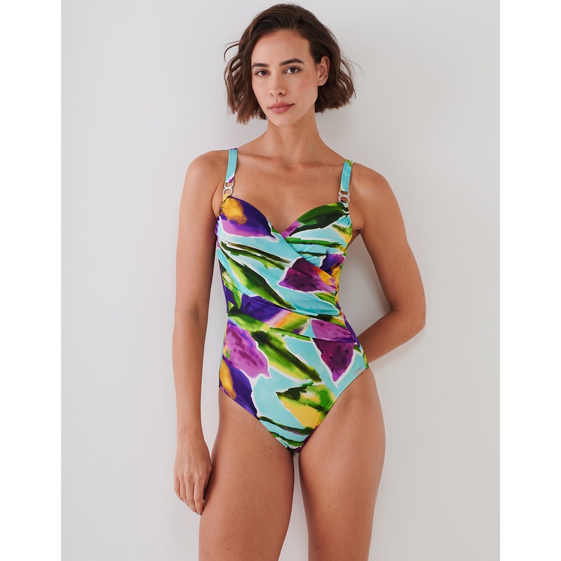 Summer Aquarelle Moulded Underwired Swimsuit - Aqua Iris