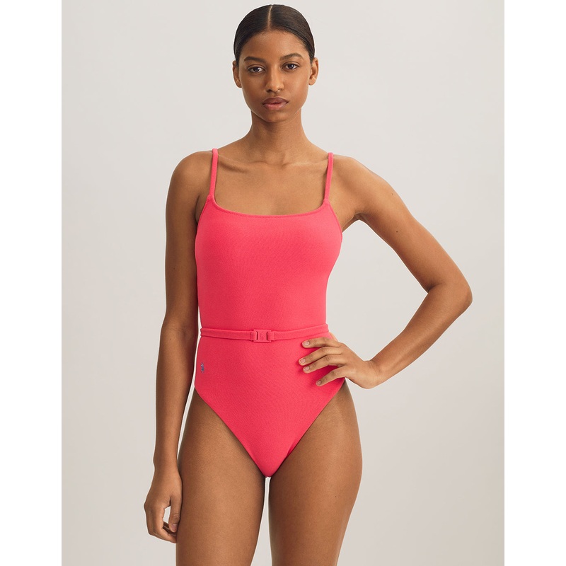 Terry Belted Kennedy Swimsuit - Coral