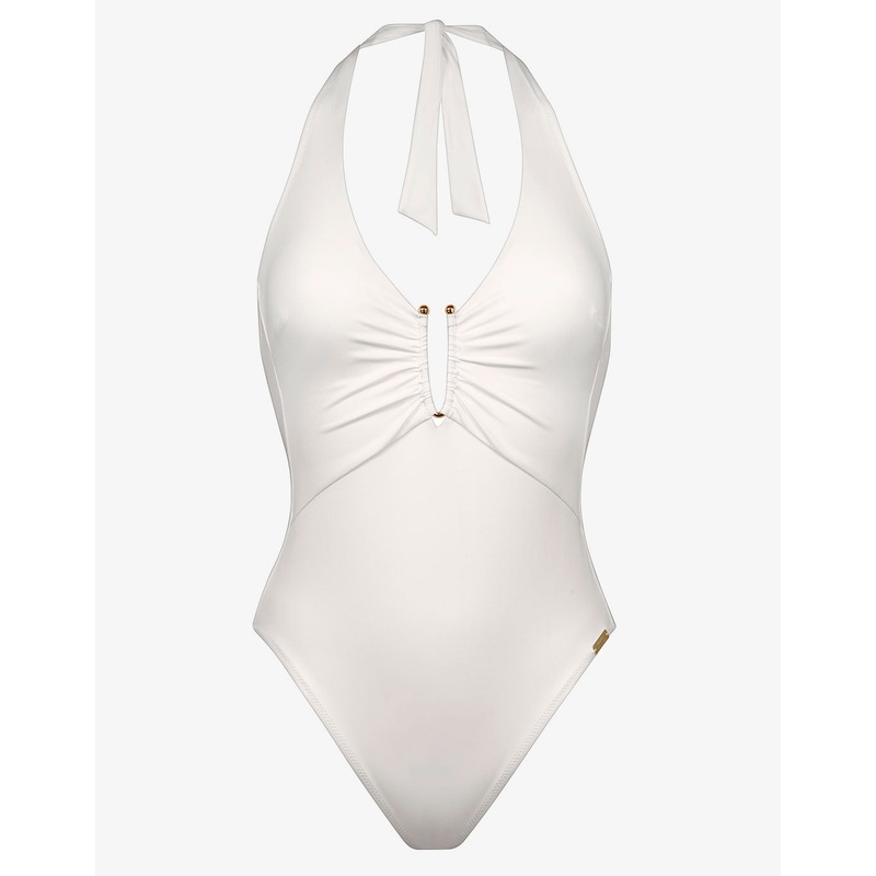 The White Collection Halter Swimsuit - Natural White